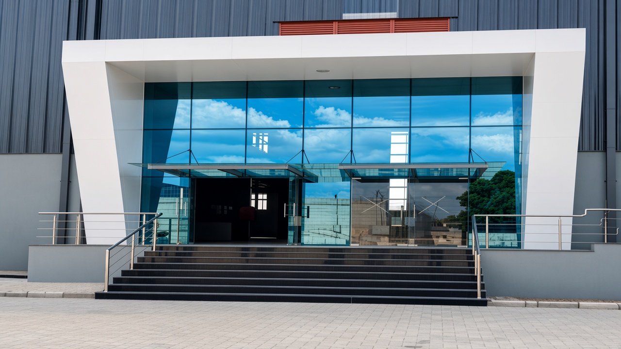 Glass and metal canopy