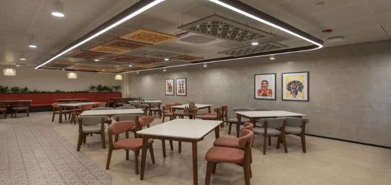 Designer ceiling in a cafe